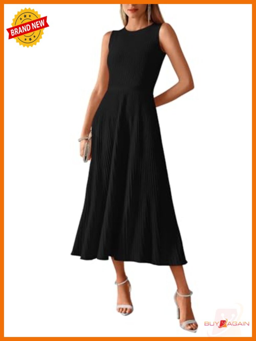 Women's Midi Bodycon Tank Dress Rib Knit Sleeveless Casual